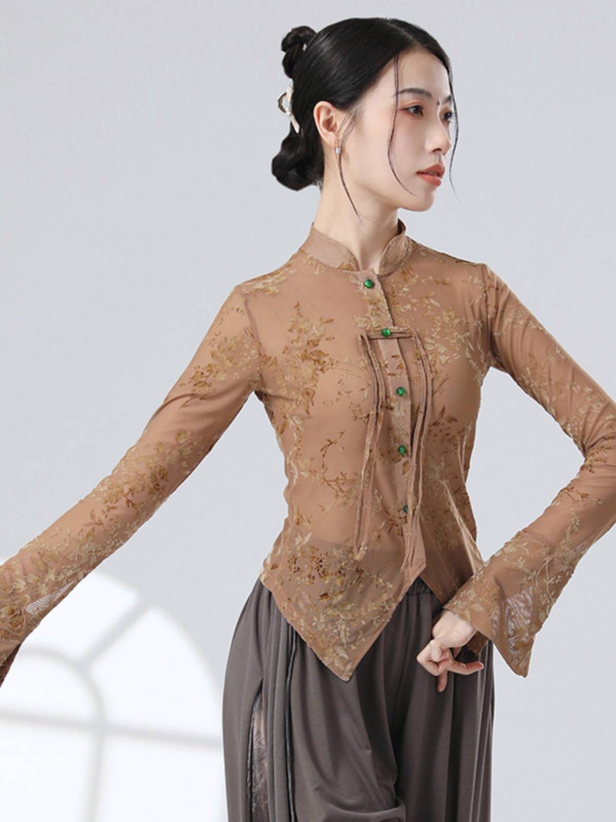 New Chinese Classical Dance Dance Dance Server New Top Female Slip Long Sleeve Daily Performance Server Practice Service