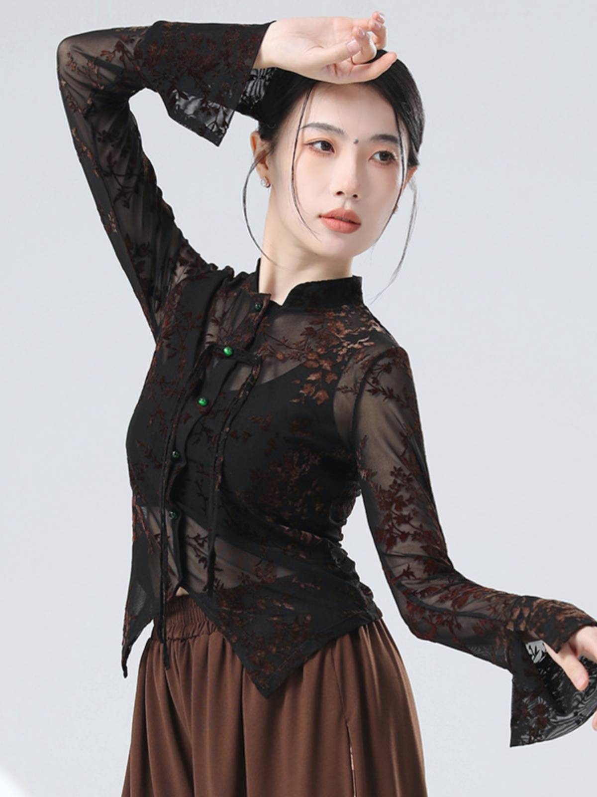 New Chinese Classical Dance Dance Dance Server New Top Female Slip Long Sleeve Daily Performance Server Practice Service