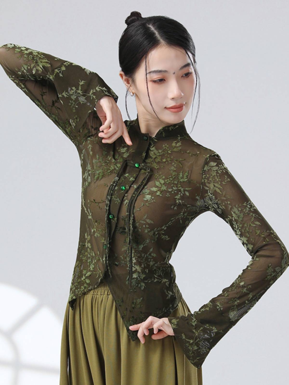 New Chinese Classical Dance Dance Dance Server New Top Female Slip Long Sleeve Daily Performance Server Practice Service