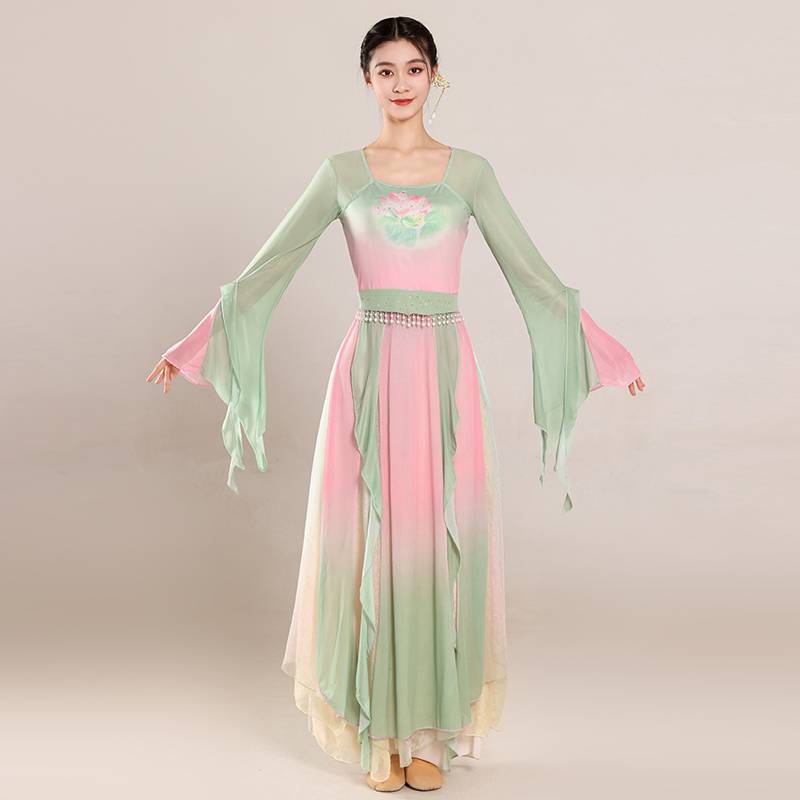 Classical dance clothing female elegant gauze Chinese dance exercise, female bodies, rhyme chiffon tops perform ancient style