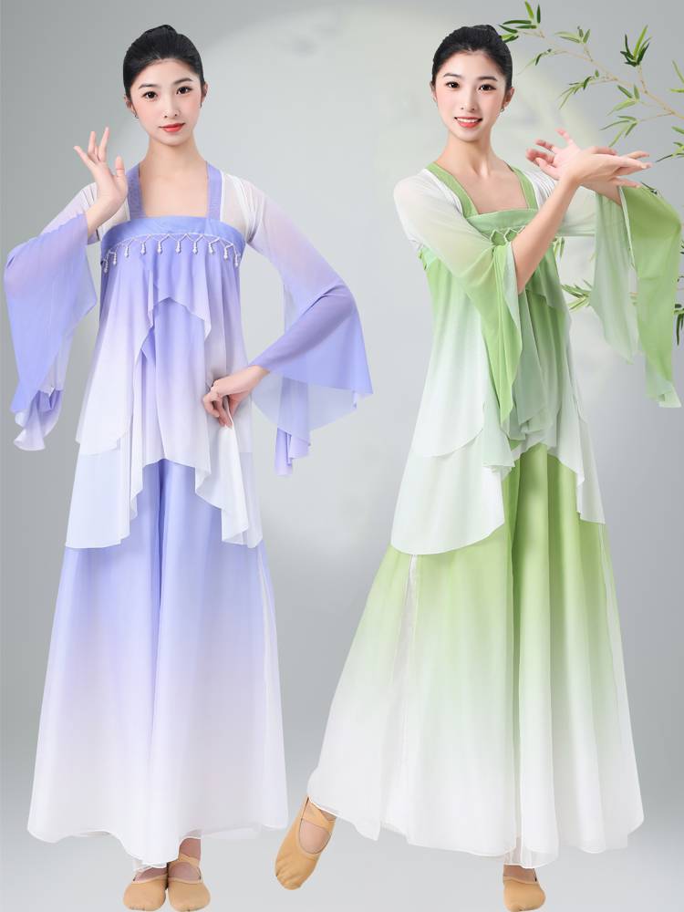 The new female adult classical dancer dancer dance dance clothing, the gradient gauze Chinese style set is like a dream order