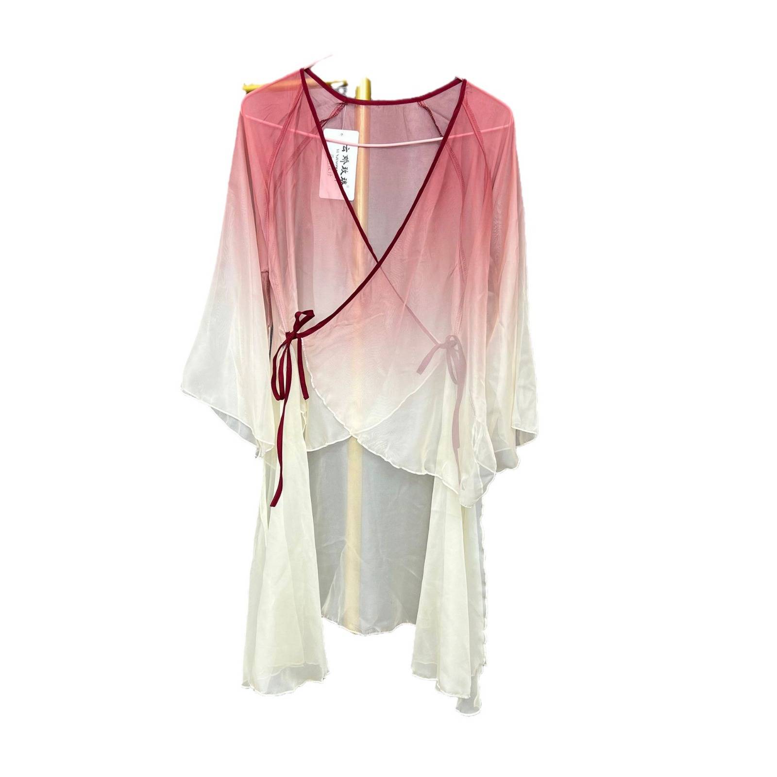 Gradient Silk Top Shirt Falling Shoulder Long Sleeve Modern Dance Dance Female Performance Female Birth Rhymes Adult Classical Dance Sweat