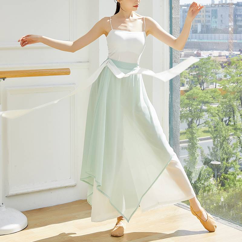 Chinese dance pants women's loose elegant chiffon skirt pants modern dance classical dance performance, practice, wide -leg pants