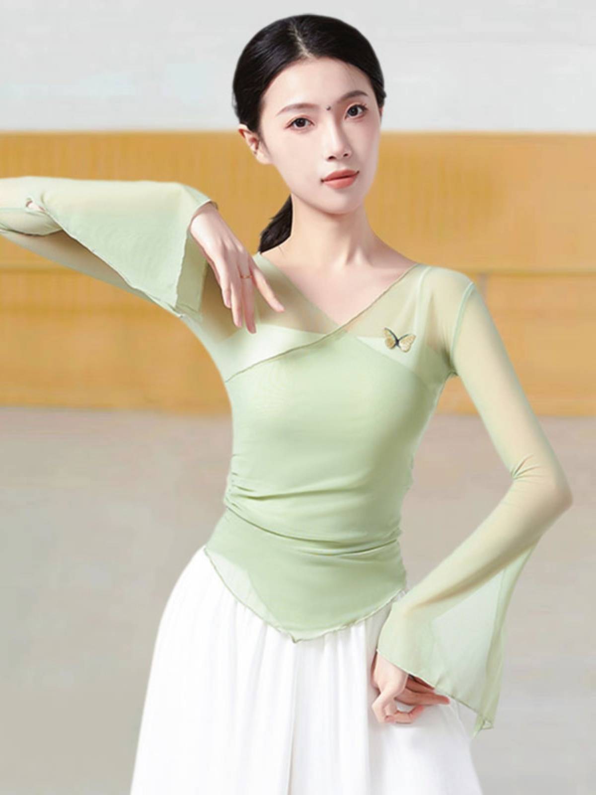 Classical dance clothing female elegant gauze performance service shirt, body rhyme training service professional Chinese dance training service