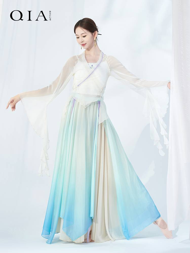 Qia Classical Dance Server Female Permaneous Short Fairy Gaunts Practice Gonggong Service Chinese Dance Dance Skirt Hanfu Performance Services