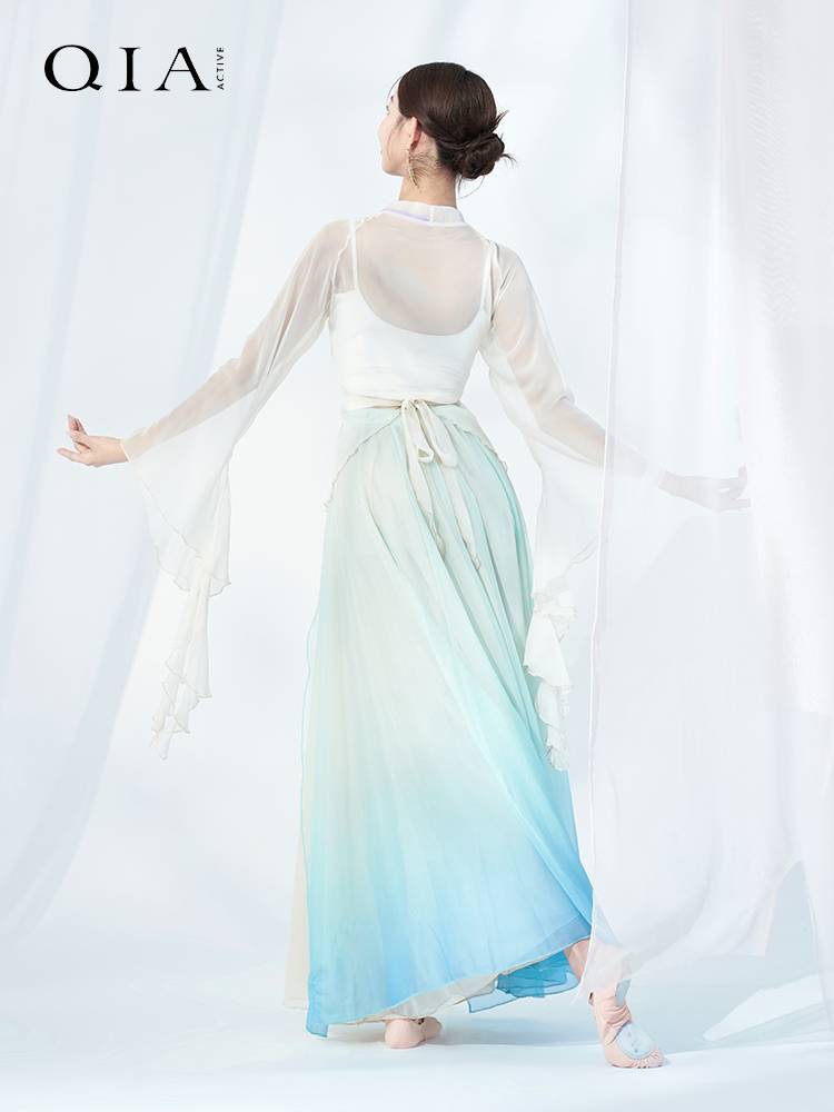 Qia Classical Dance Server Female Permaneous Short Fairy Gaunts Practice Gonggong Service Chinese Dance Dance Skirt Hanfu Performance Services
