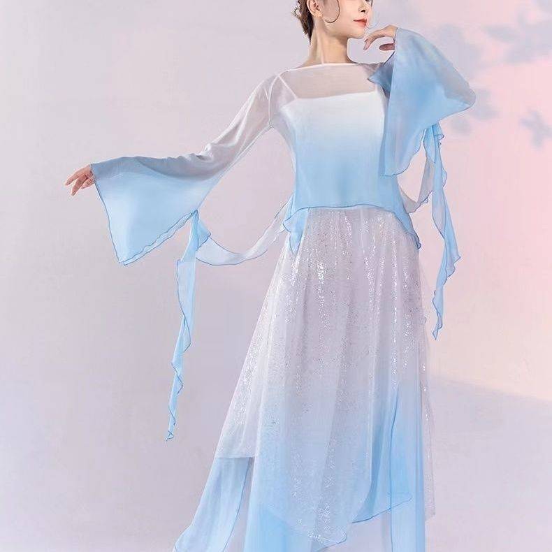 Classical dance clothing female elegant gauze Chinese dance exercise, female bodies, rhyme chiffon tops perform ancient style
