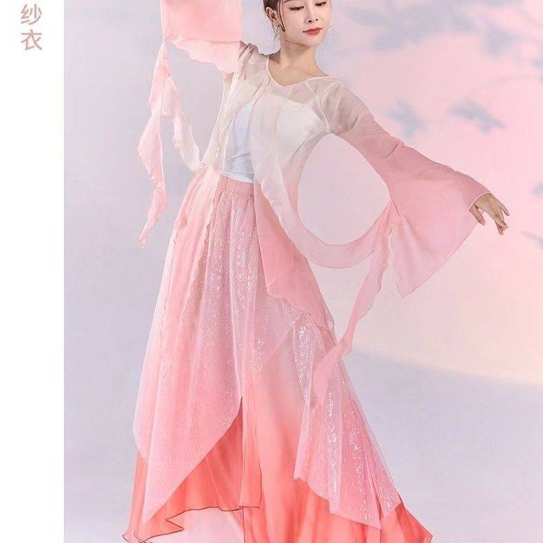 Classical dance clothing female elegant gauze Chinese dance exercise, female bodies, rhyme chiffon tops perform ancient style
