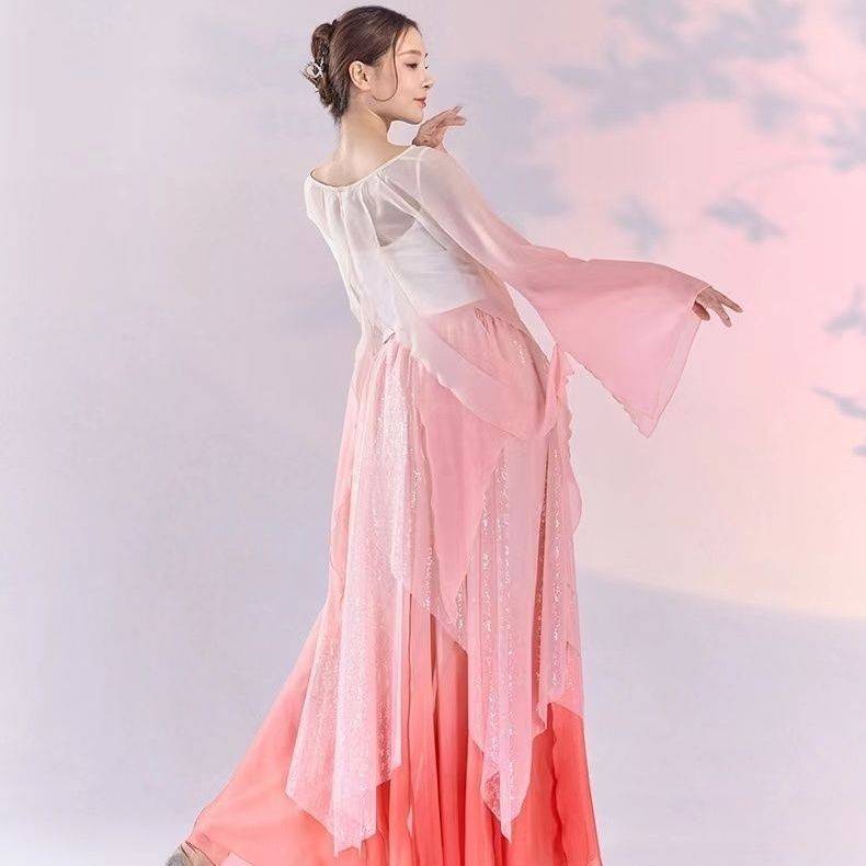 Classical dance clothing female elegant gauze Chinese dance exercise, female bodies, rhyme chiffon tops perform ancient style