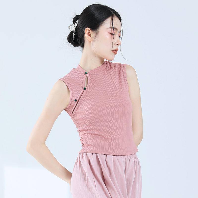Customized classical dance exercise, female Chinese style improved cheongsam dance top modern dance -shaped body clothes sleeveless slim