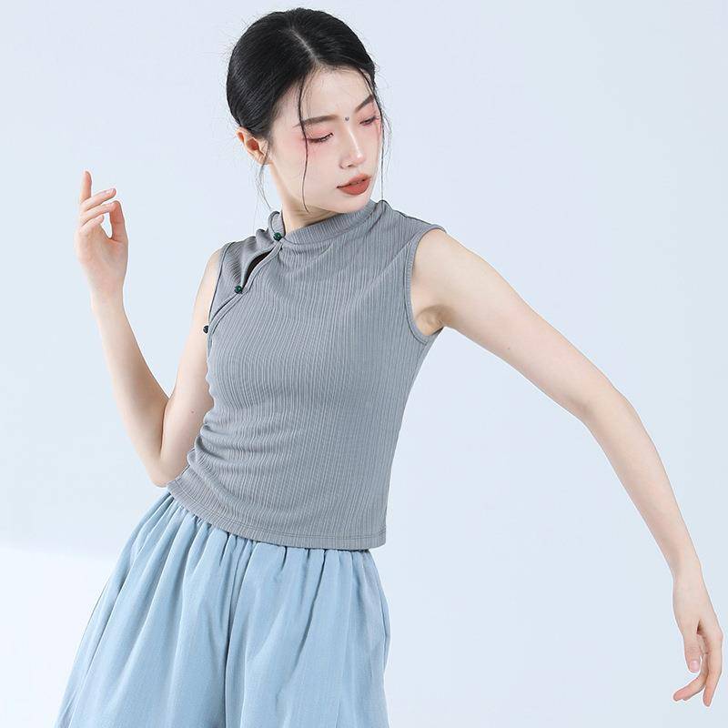 Customized classical dance exercise, female Chinese style improved cheongsam dance top modern dance -shaped body clothes sleeveless slim