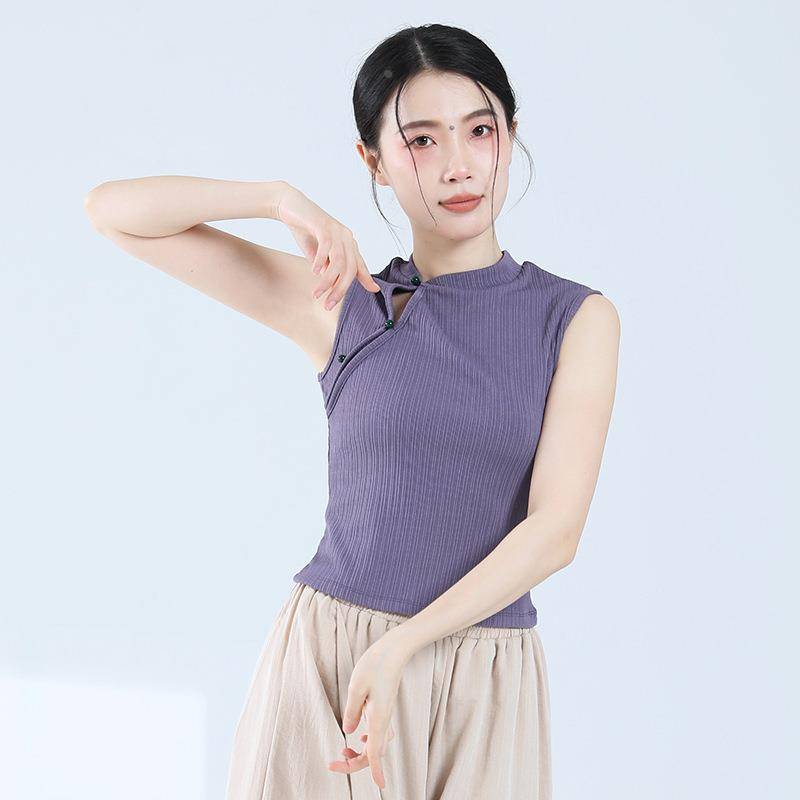 Customized classical dance exercise, female Chinese style improved cheongsam dance top modern dance -shaped body clothes sleeveless slim