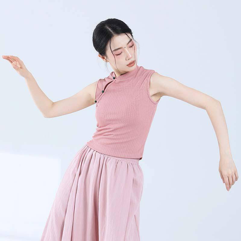 Customized classical dance exercise, female Chinese style improved cheongsam dance top modern dance -shaped body clothes sleeveless slim