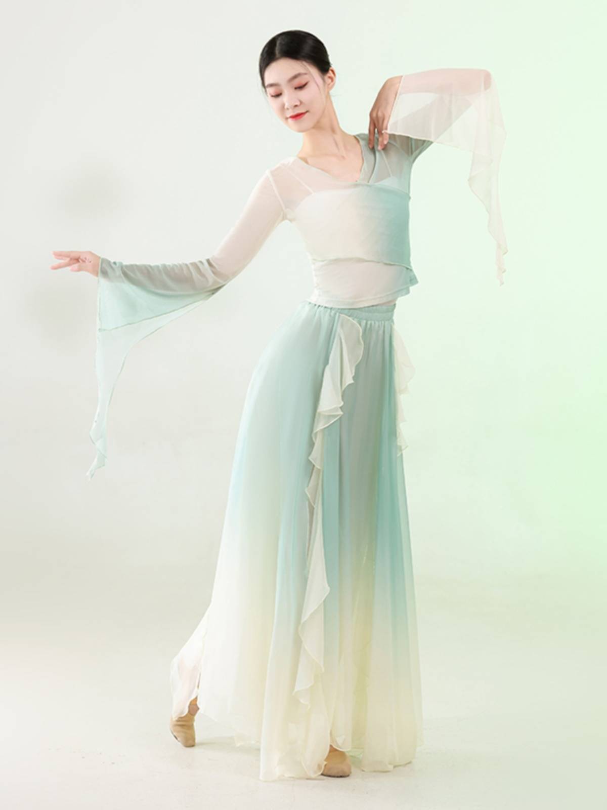 Classical dance elegant fairy dance clothing female gauze dress pants Chinese dance gradient net gauze test Chinese style performance service