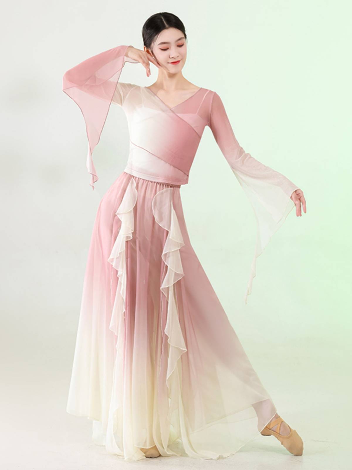 Classical dance elegant fairy dance clothing female gauze dress pants Chinese dance gradient net gauze test Chinese style performance service