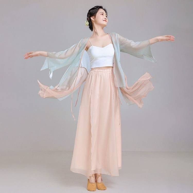Dance in the dance classical dance clothing gauze Chinese dance exercise, female body rhyme, fairy elegant chiffon top performance service