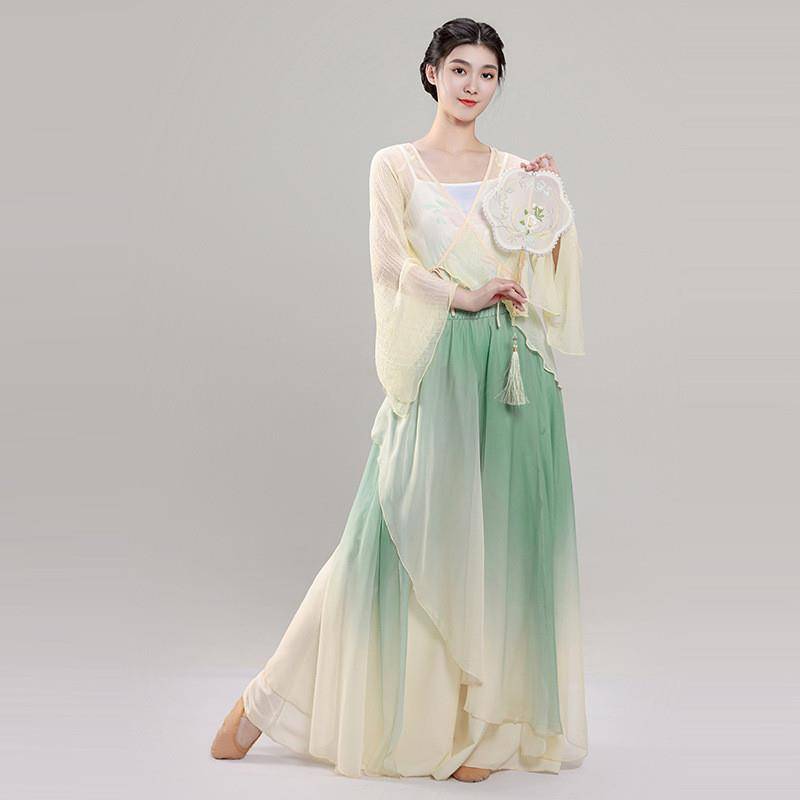 Classical dance yarn dance dance body rhyme, exercise suit, net gauze top, elegant female modern dance gradient art test clothing