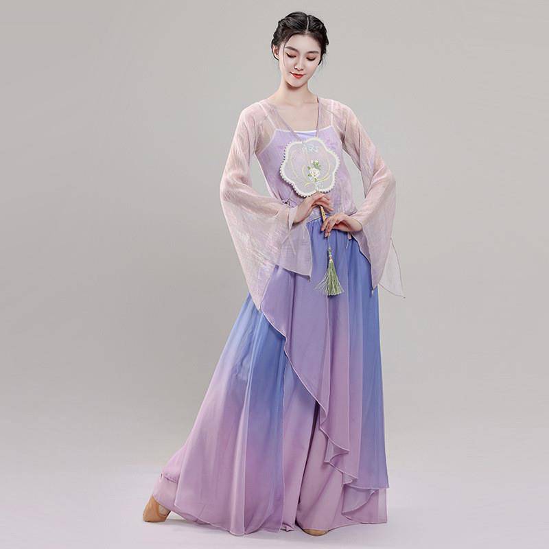Classical dance yarn dance dance body rhyme, exercise suit, net gauze top, elegant female modern dance gradient art test clothing
