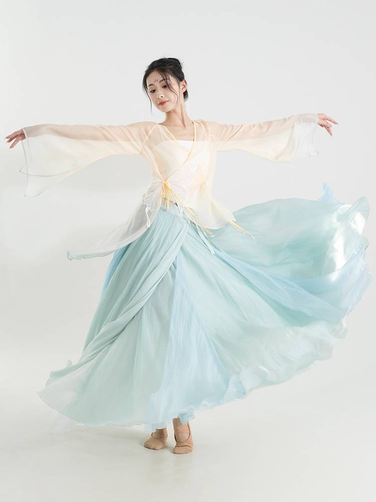 Classical dance gauze skirt set, elegant big skirt pink purple fairy drama performance service Chinese dance dance service