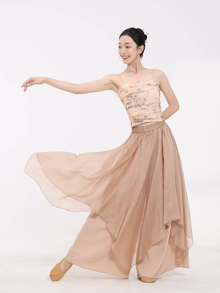 Fuxi Classical Dance Dance Dressing Dressing Service Dress in the bottom of the bottom, print the printing suspended vest vest, net yarn dance clothing