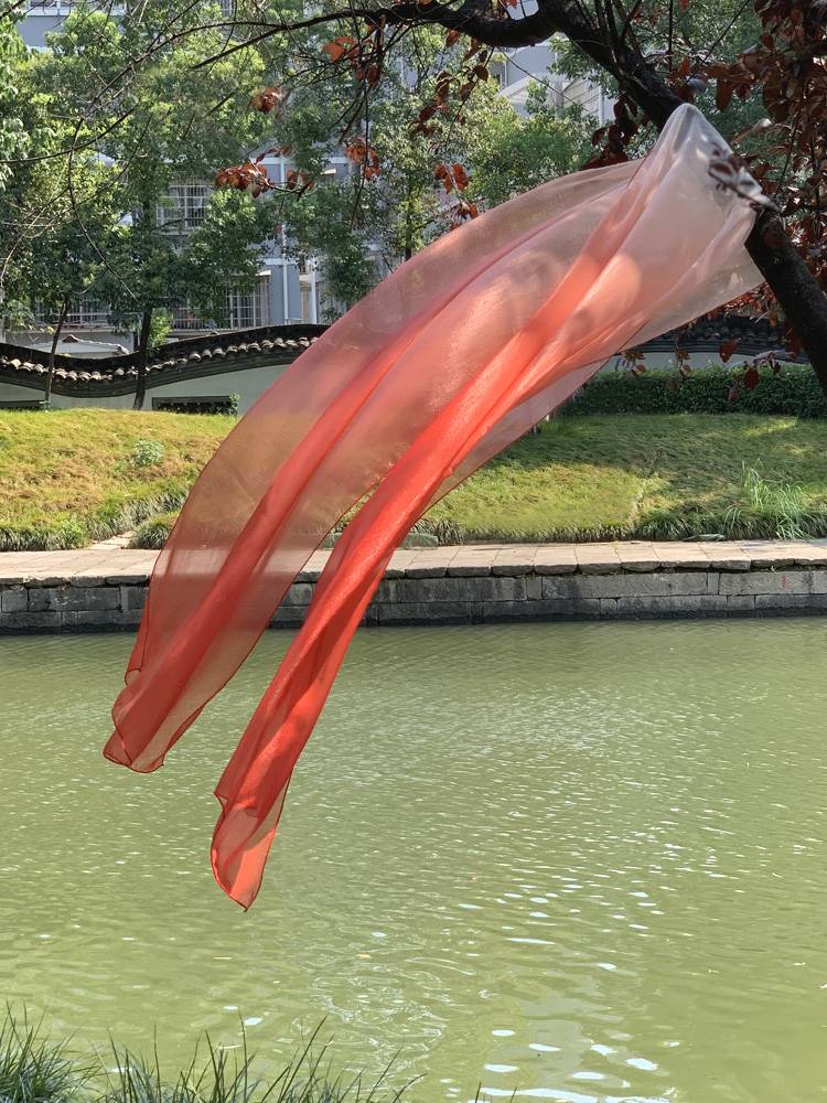 Hanfu's female wet, gradient Jinsi pure color Dunhuang dance ribbon dance dancing super long breasts skirt accessories Tang system