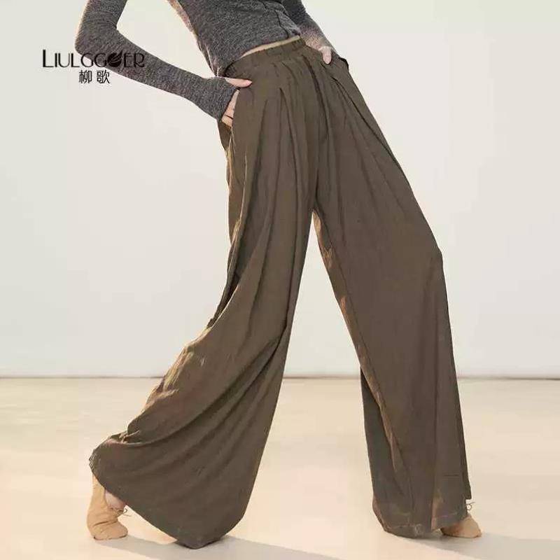 Liu Ge Modern Dance Practice Dressing Dance Step Loose Wide -leg Pants Chinese Classical Dance Flowing Straight Dance Pants Professional Fita Clothing