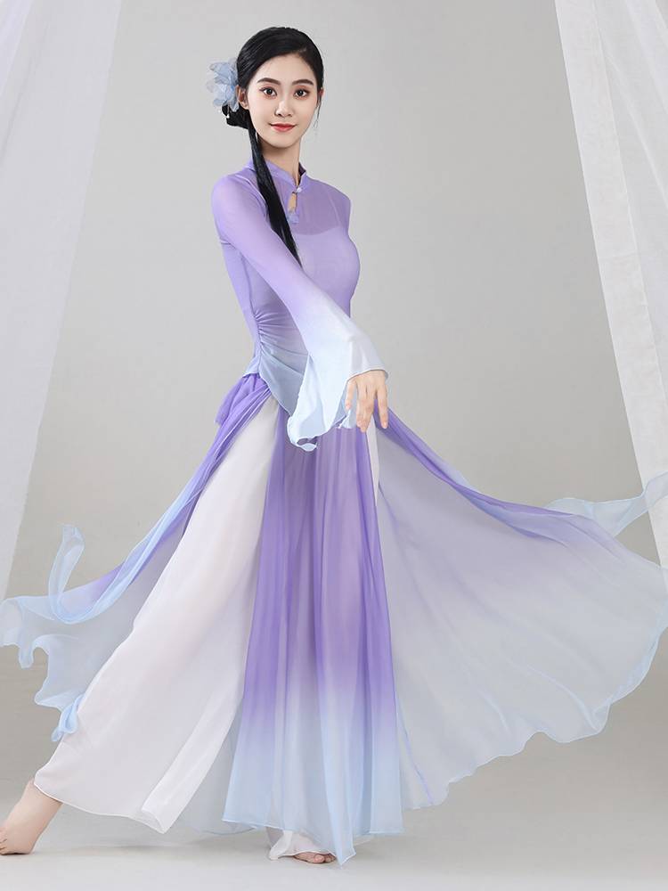 Classical dance body rhyme elastic mesh gauze gauze clothing elegant practice service Chinese dance art test basic training performance service