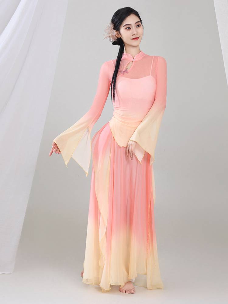 Classical dance body rhyme elastic mesh gauze gauze clothing elegant practice service Chinese dance art test basic training performance service