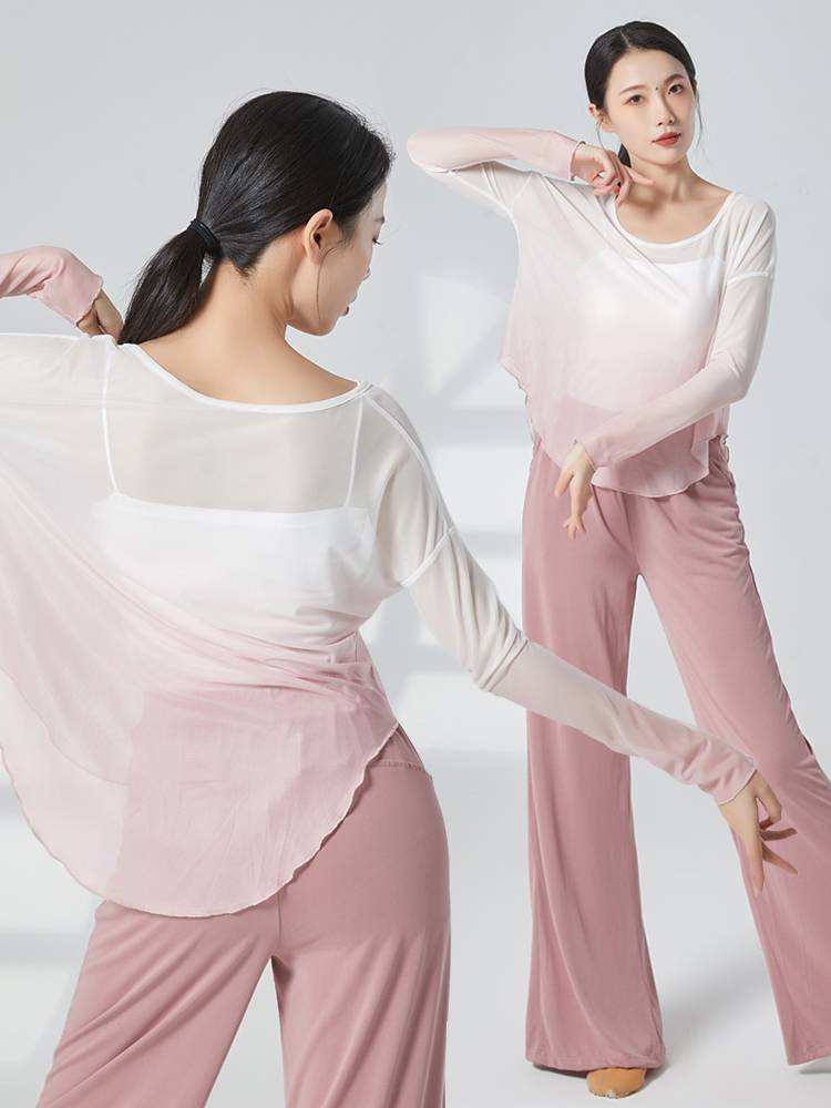 Dance clothes Classical dance exercise service women's clothing clothes wide -leg pants set Chinese dance clothing modern dance gauze clothes