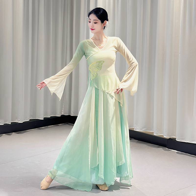 Classical Dance Performance Clothing Gradient Practice Dress Dress Gine Charm Wide -Leg Skirt Chinese Dance Server Performance Services