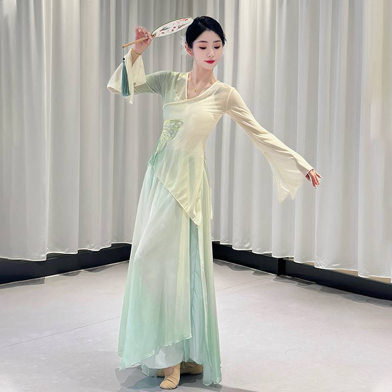 Classical Dance Performance Clothing Gradient Practice Dress Dress Gine Charm Wide -Leg Skirt Chinese Dance Server Performance Services