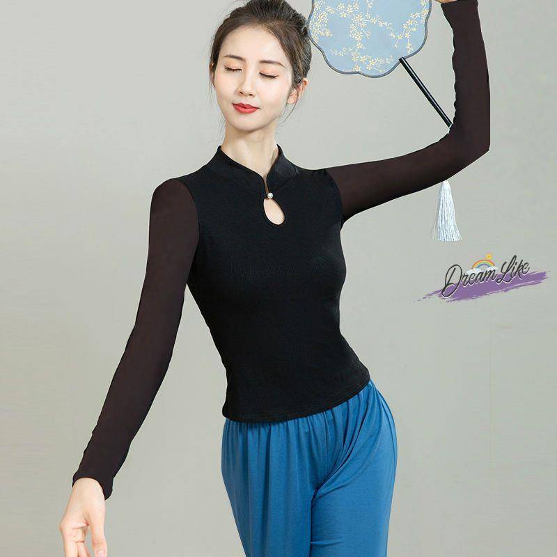 New classical dance clothing temperament slimming net gauze top Chinese style modern dance national dance clothing practice service girl