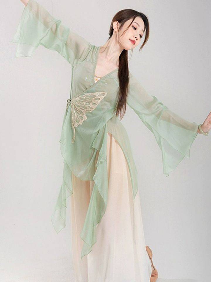 Classical dance clothing new top jacket flowing butterfly gauze gradient training service Chinese dance nation performance clothing