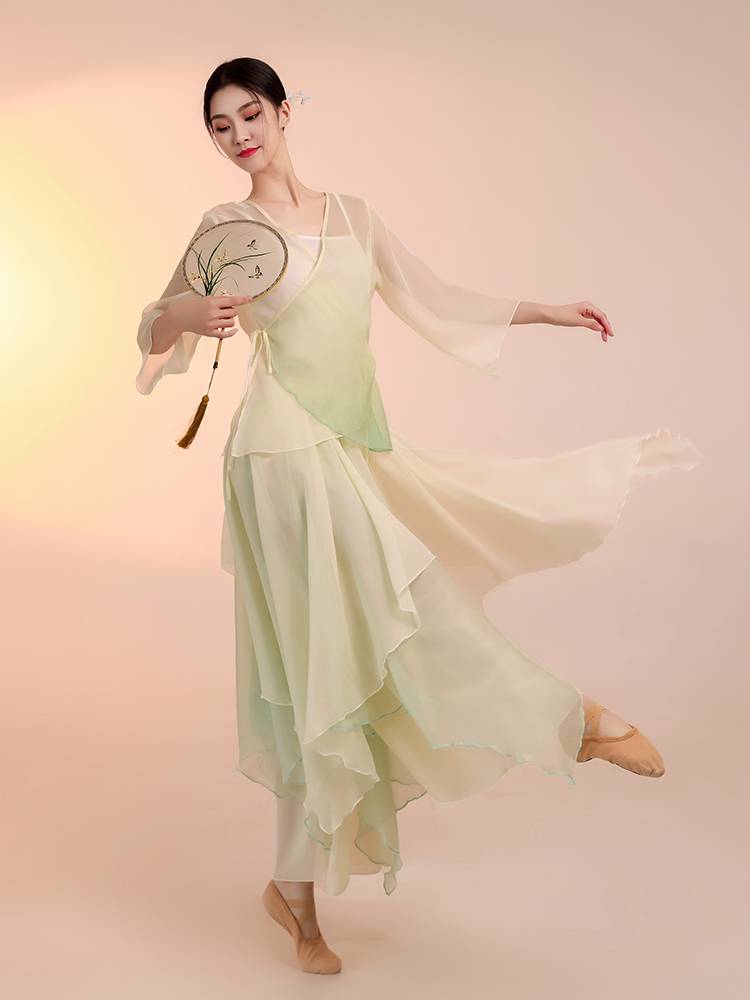Classical dance clothing female elegant body rhyme gauze jacket Chinese dance base training kitchen jacket skirt skirt jumpsuit suit