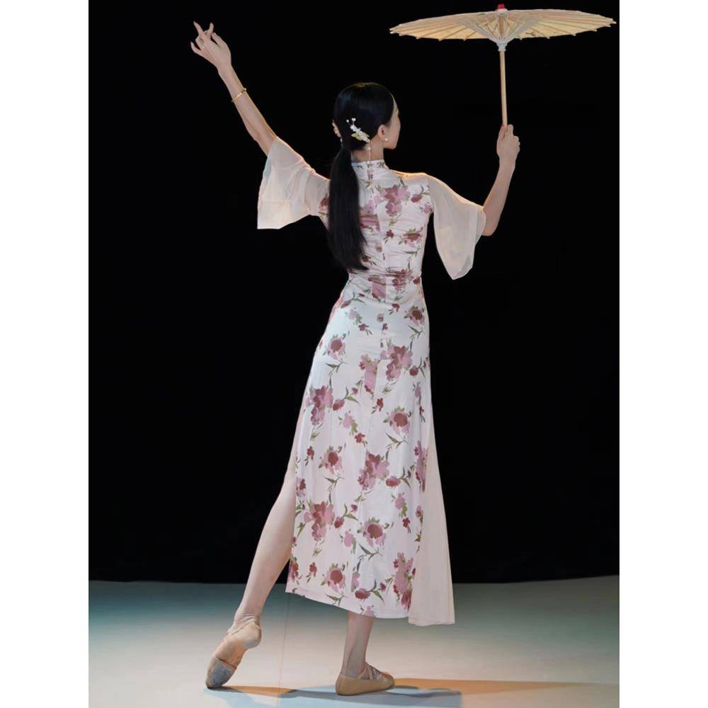 Classical dance elastic cheongsam body rhyme training service performance clothing female umbrella dance Chinese dance service Xiahui people's fireworks