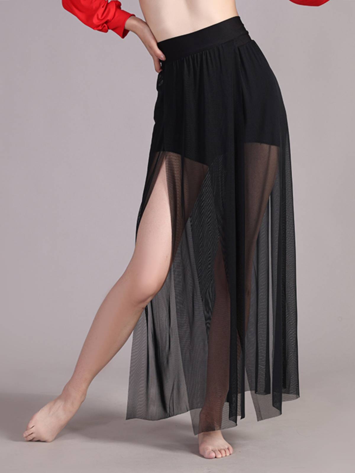 Chinese Jazz Dance Classical Dance Ancient Wind 2024 New Practice Skin Skirt Garlon Performing Fork Long Skirt