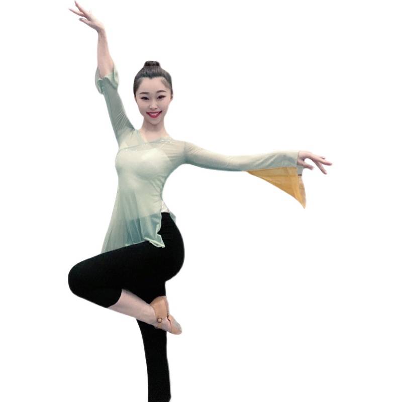 Classical dance body rhyme gauze inlaid dance clothing Chinese dance modern folk K clan yoga base training skills