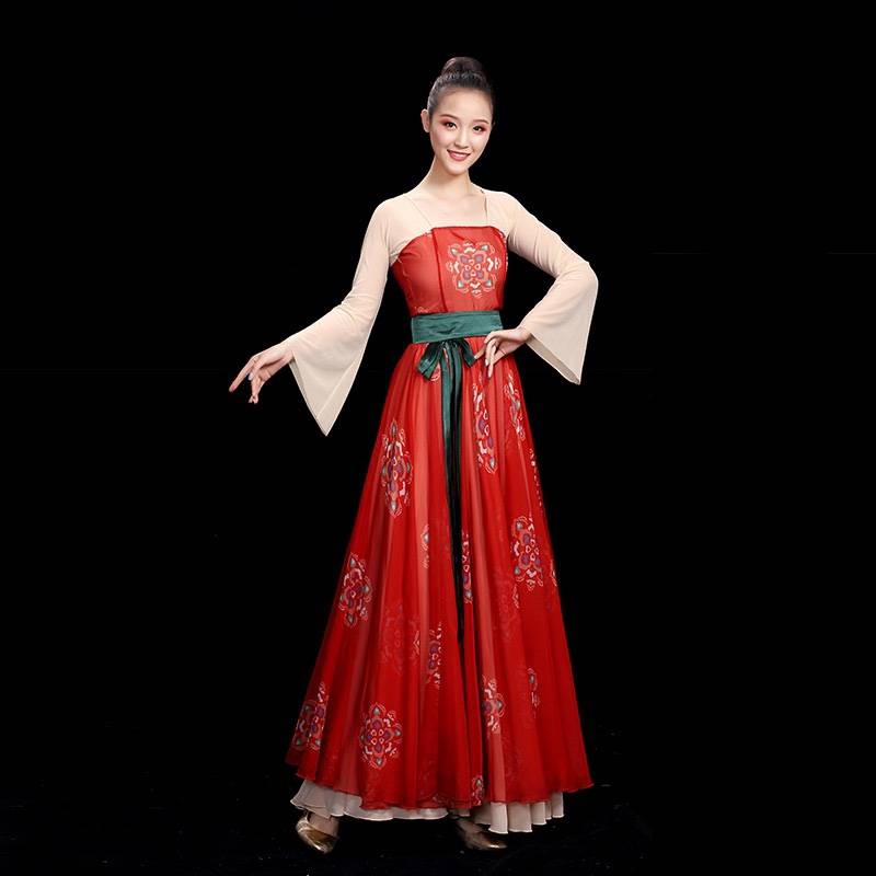 Rental opera dance dance dancers dancers same classical dance performance service suits Tang -made mule skirt printing exercises to practice Hanfu girl