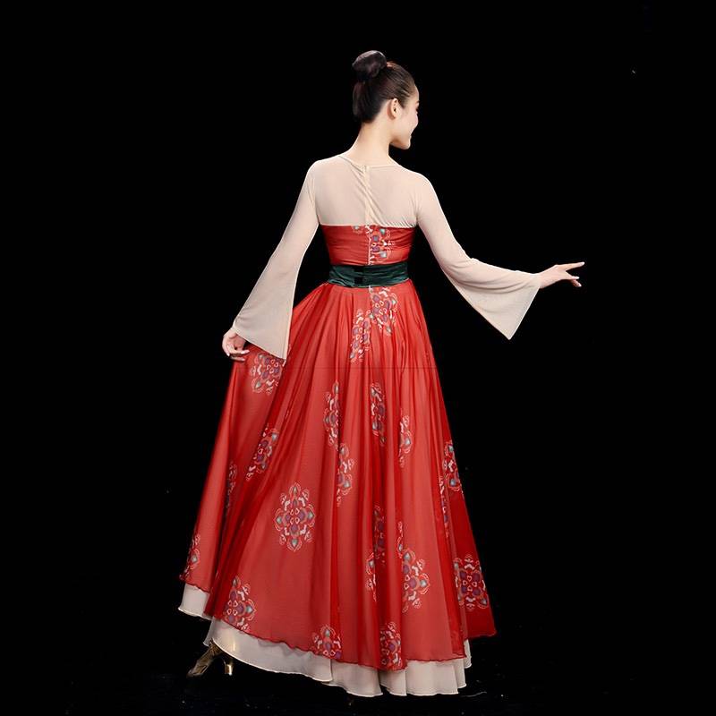 Rental opera dance dance dancers dancers same classical dance performance service suits Tang -made mule skirt printing exercises to practice Hanfu girl