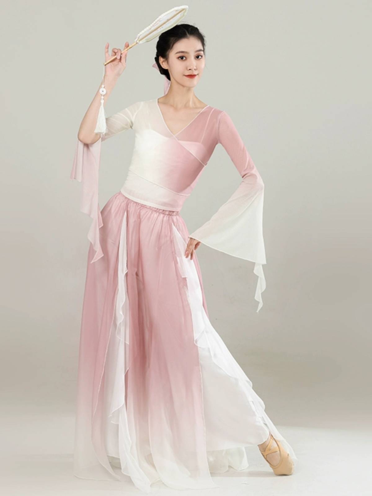 Classical dance clothing female elegant gradient petal pants skirt gradient mesh fairy style ancient wind art test Chinese dance exercise uniform