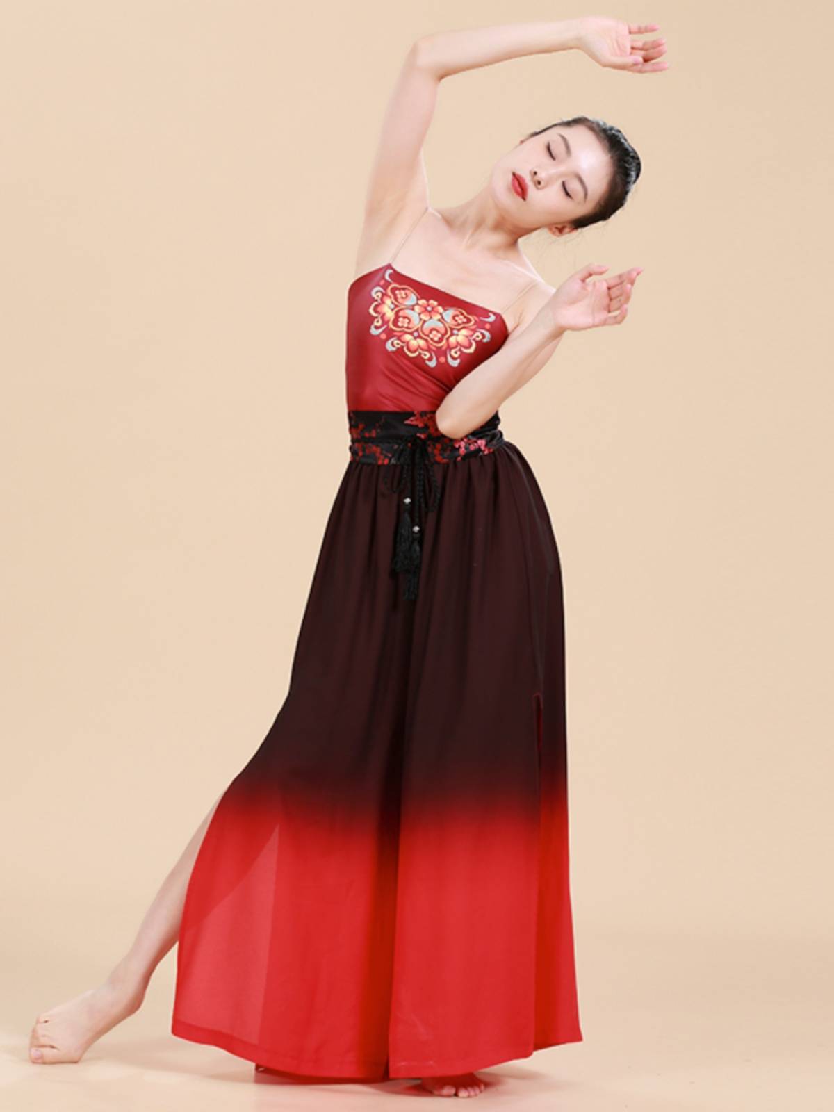 Fuxi Classical Dance Clothing Chinese Wind and Permanent Pants Gradm -changing Fork wide -leg pants dance service female new loose