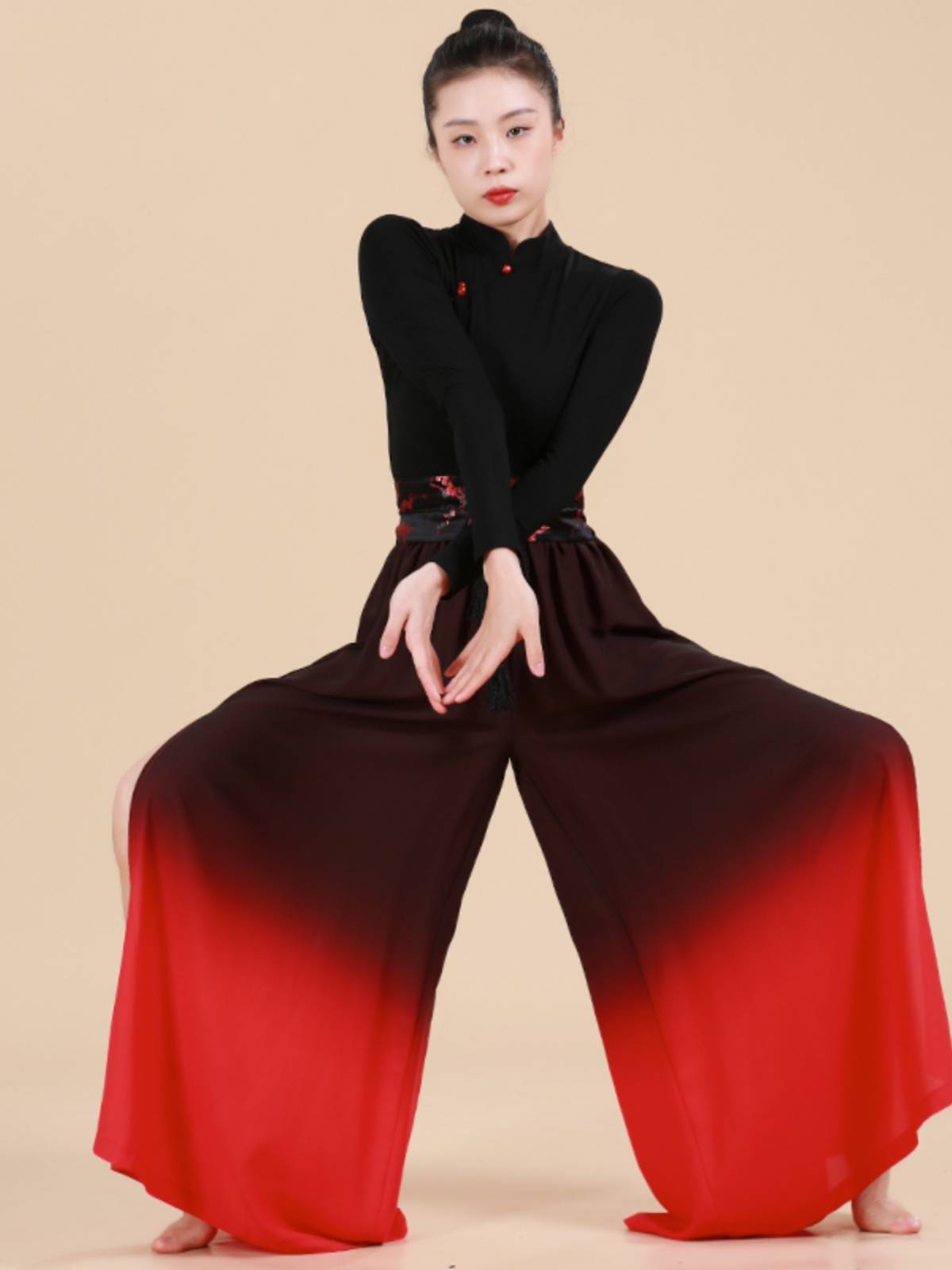 Fuxi Classical Dance Clothing Chinese Wind and Permanent Pants Gradm -changing Fork wide -leg pants dance service female new loose