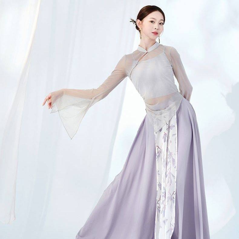 Classical dance service adult women's rhyme gauze, elegant practice, cheongsam top Chinese dance performance suit suit art test