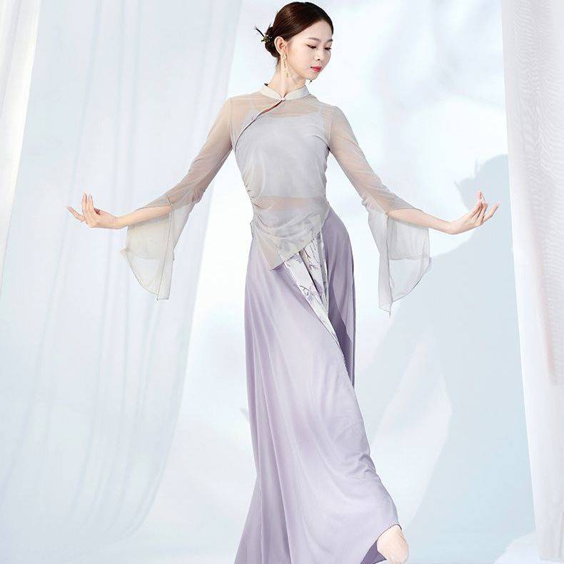 Classical dance service adult women's rhyme gauze, elegant practice, cheongsam top Chinese dance performance suit suit art test