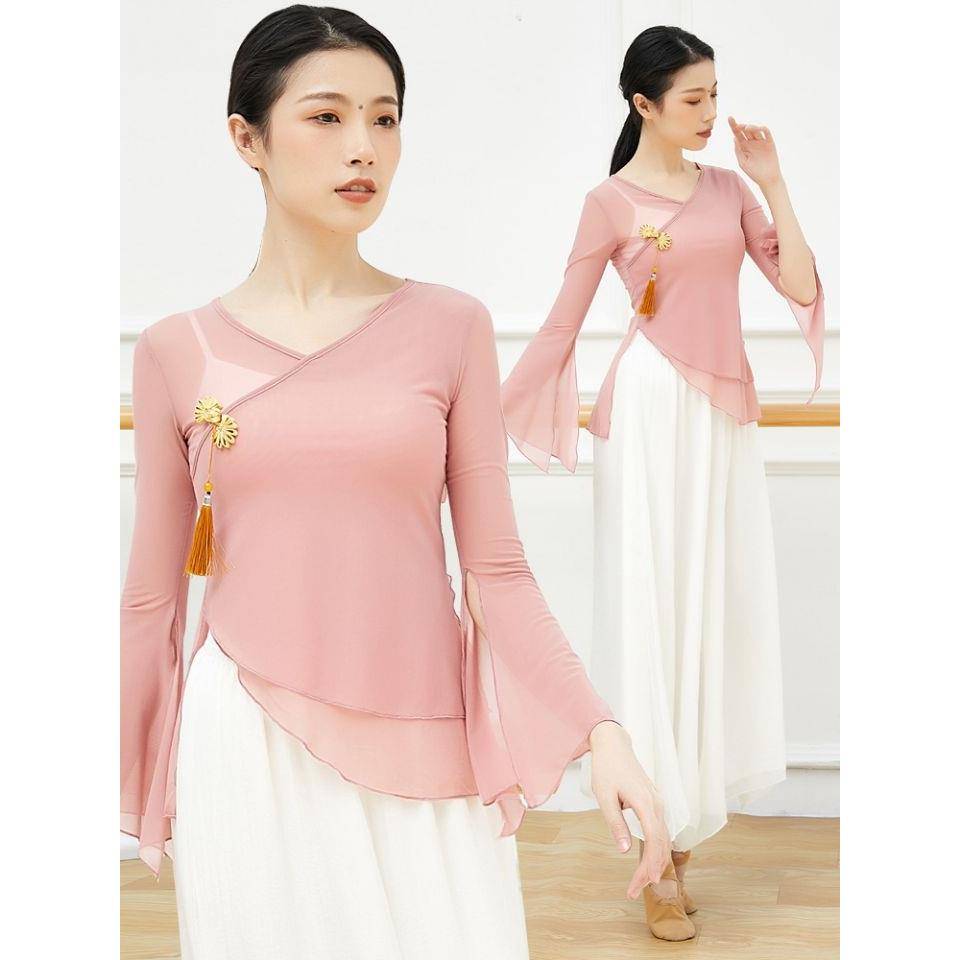 New classical dance body rhyme gauze dance dance exercise female fairy, elegant performance clothing Chinese style net yarn top