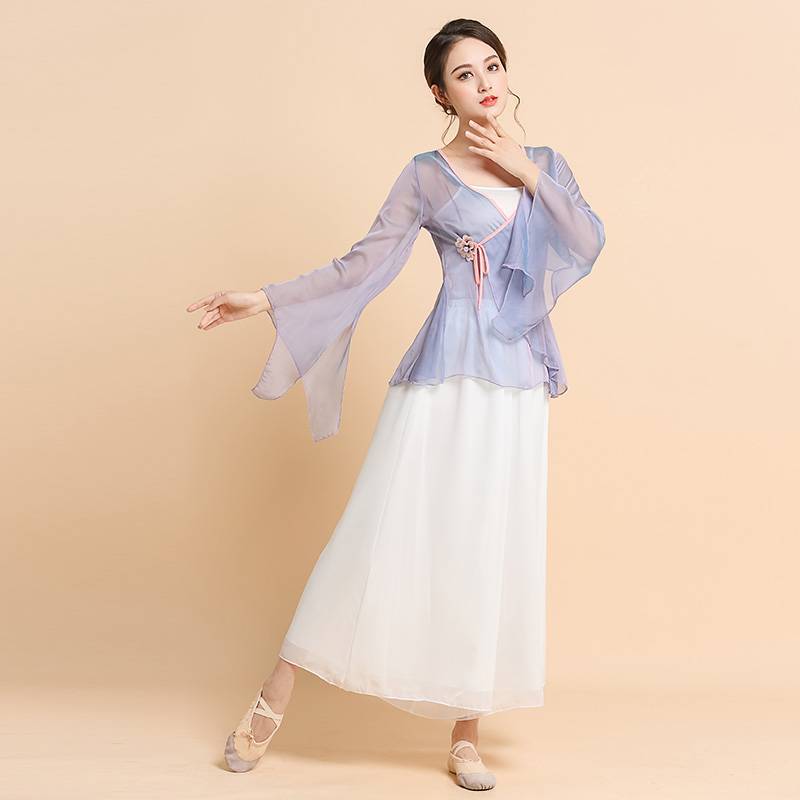 Classical dance clothing female spring and summer elegant body rhyme suit gauze suit performance service suits Chinese dance practice uniform top