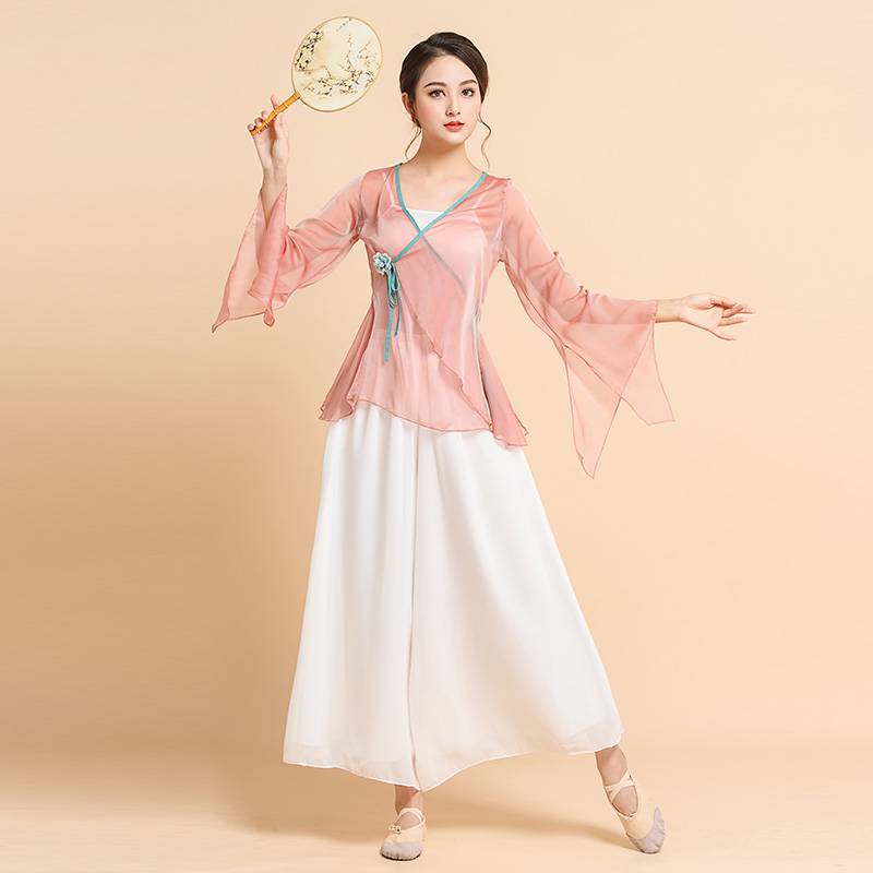Classical dance clothing female spring and summer elegant body rhyme suit gauze suit performance service suits Chinese dance practice uniform top