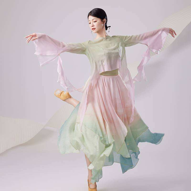 Dance practice uniform top high -end gradient classical dance modern dance performance service Chinese classical dance -shaped clothing