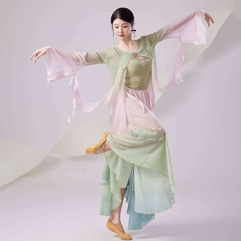 Dance practice uniform top high -end gradient classical dance modern dance performance service Chinese classical dance -shaped clothing