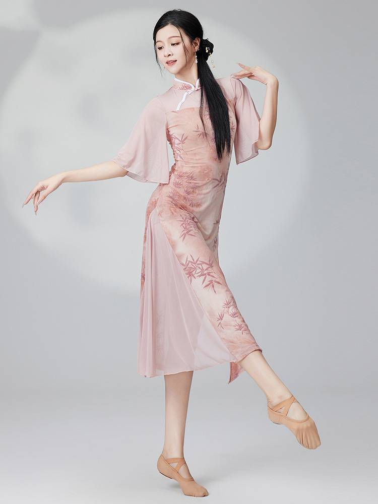 Classical dance cheongsam dance clothing female summer new short -sleeved Chinese style dance split dress performed clothes